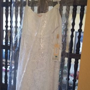 Spaghetti Strap White Cotton Lace Dress Wedding